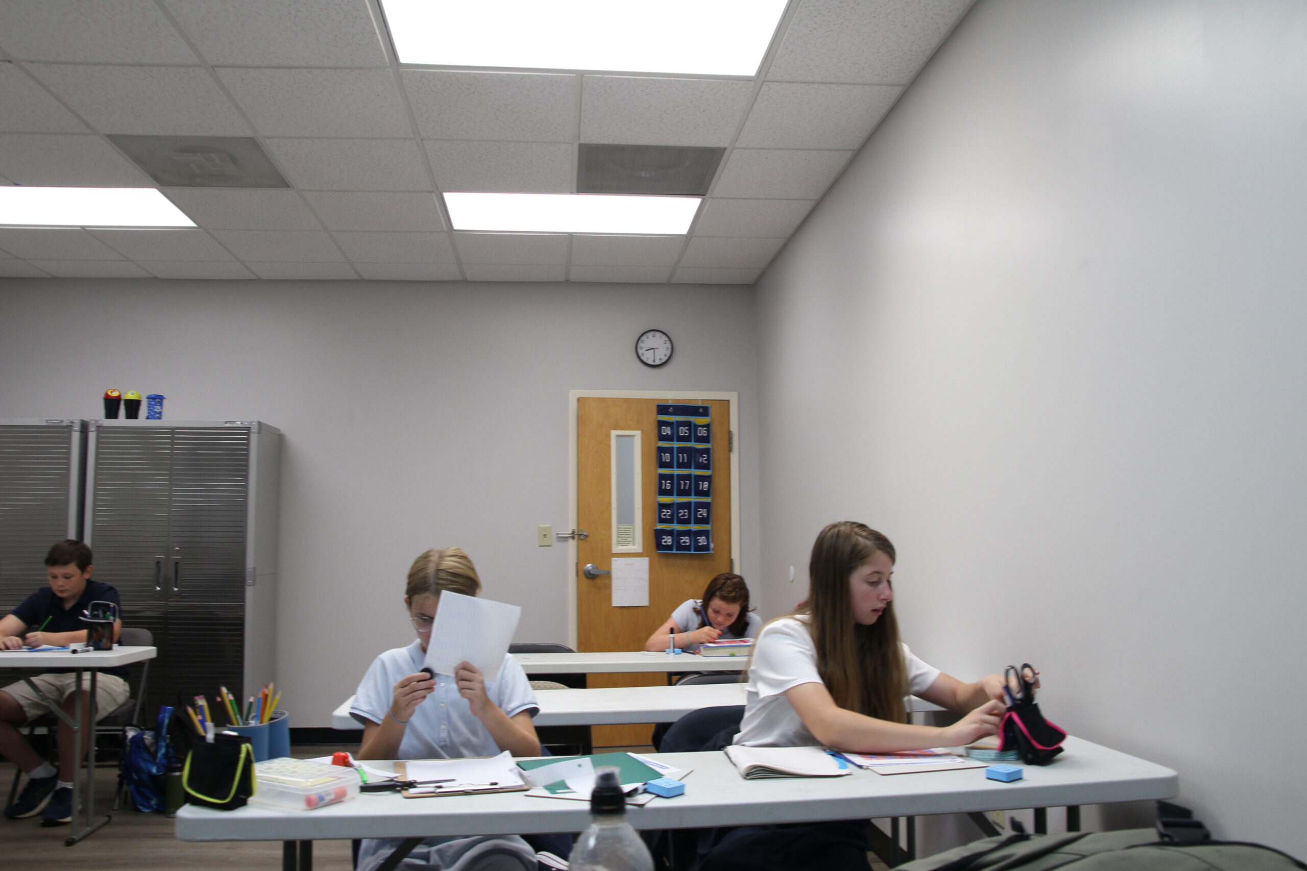 Classroom setting at Coram Deo emphasizing a Christ-centered, classical curriculum.